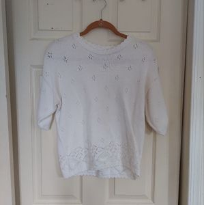 Pointelle Short Sleeve Sweater